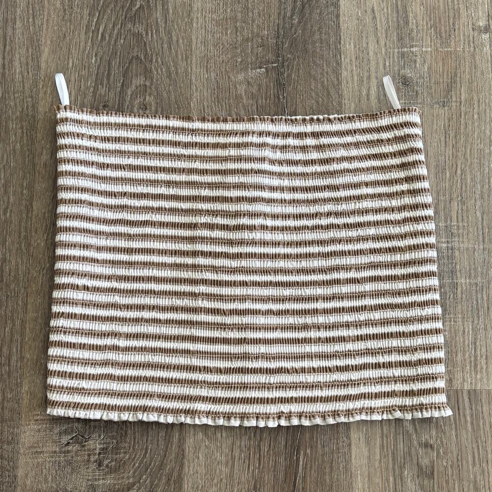 Christian Lacroix Women’s Smocked Tube Top Taupe White Stripe - Size: Large